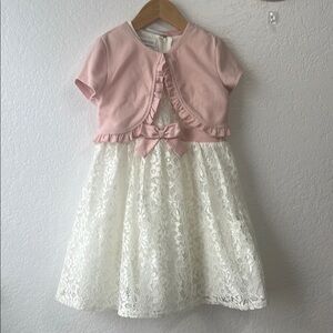 Pink and White Lace Kids Dress
